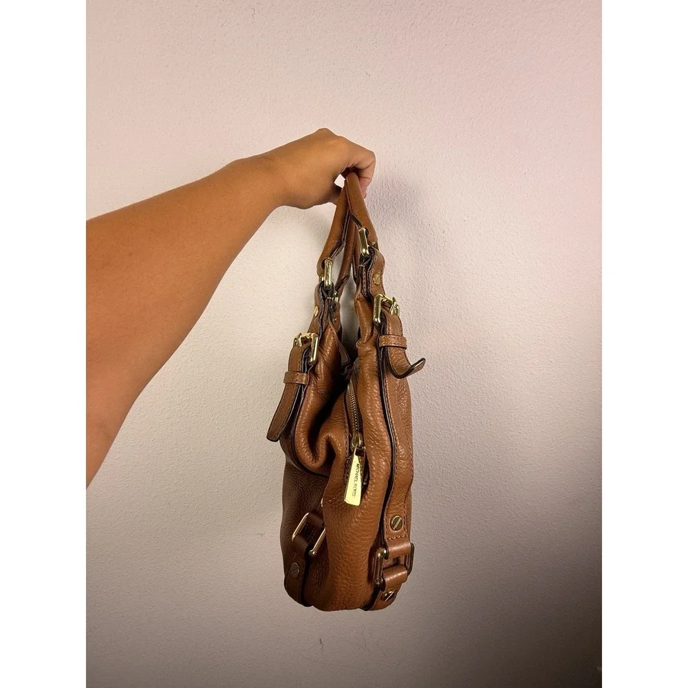 Michael Kors Bedford Belted  Leather Shoulder Tote in Cognac